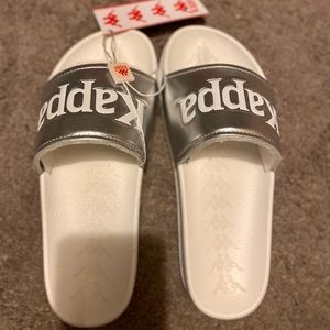 White/Metallic Kappa Slides